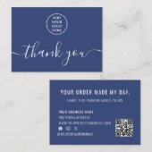 QR-Code für blaues weißes Logo Vielen Dank für Ihr Visitenkarte (Vorne/Hinten)