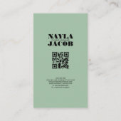 QR-Code für blaugraue Checkerboard-Muster handgefe Visitenkarte (Rückseite)