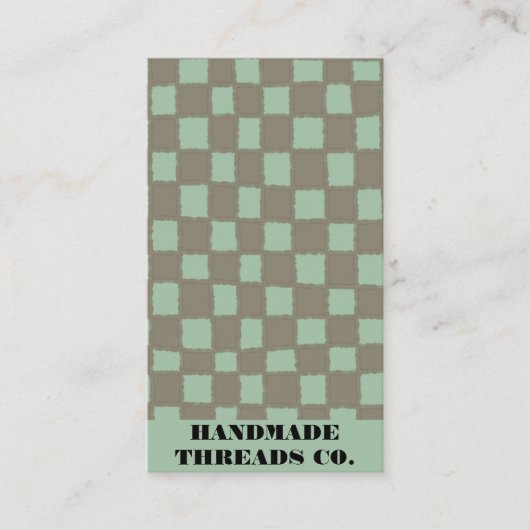 QR-Code für blaugraue Checkerboard-Muster handgefe Visitenkarte (Vorderseite)