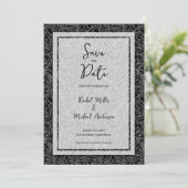 QR-Code für Bloral Black Wedding Save The Date (Stehend Vorderseite)