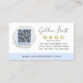 QR-Code für Blue Watercolor & Gold Visitenkarte (Rückseite)