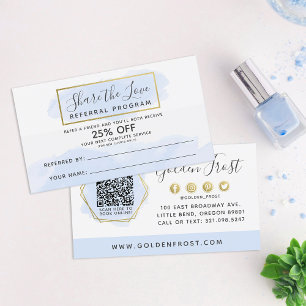 QR-Code für Blue Watercolor & Gold Visitenkarte