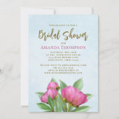 QR-Code für Blumenrosa Botanisches Elegantes Peoni Einladung (Vorderseite)