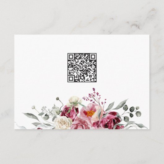 QR-Code für Blush & Burgundy Floral Wedding Begleitkarte (Rückseite)