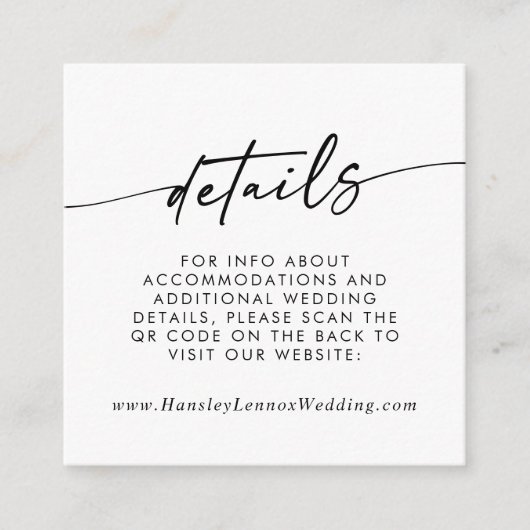 QR-Code für Boho Chic Black and White Wedding Begleitkarte (Vorderseite)