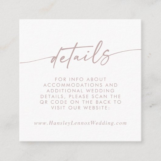 QR-Code für Boho Chic Blush Pink Begleitkarte (Vorderseite)