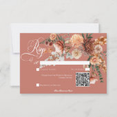 QR-Code für Boho Peach & Rust RSVP Karte (Vorderseite)