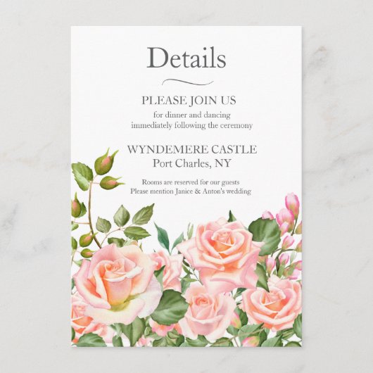 QR-Code für botanische Hochzeiten in Rosa Begleitkarte (Vorderseite)