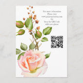 QR-Code für botanische Hochzeiten in Rosa Begleitkarte (Rückseite)