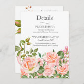 QR-Code für botanische Hochzeiten in Rosa Begleitkarte (Vorne/Hinten)