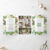 QR-Code für Botanisches Grünes Apfelhorn Dreifach Gefaltete Einladung (Innenseite)