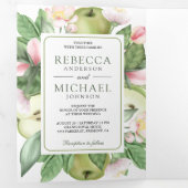 QR-Code für Botanisches Grünes Apfelhorn Dreifach Gefaltete Einladung (Innen Erste Seite)