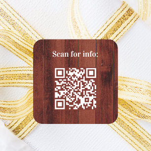 QR-Code für Braunholz Quadratischer Aufkleber