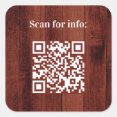 QR-Code für Braunholz Quadratischer Aufkleber (Vorderseite)