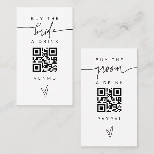 QR-Code für Bride & Groom Drink Card Scan G400 Wed Visitenkarte (Vorne/Hinten)