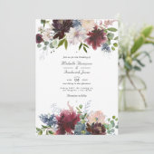 QR-Code für Burgund, Marine und Blush Einladung (Stehend Vorderseite)