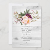 QR-Code für Burgund und Peach Rustic Floral Weddin Einladung (Vorderseite)