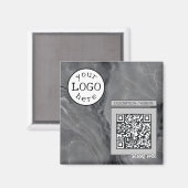 QR-Code für Business / Event Elegant Gray Marble Magnet (Vorderseite/Rückseite)