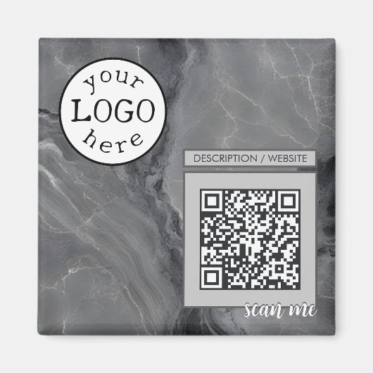 QR-Code für Business / Event Elegant Gray Marble Magnet (Vorne)