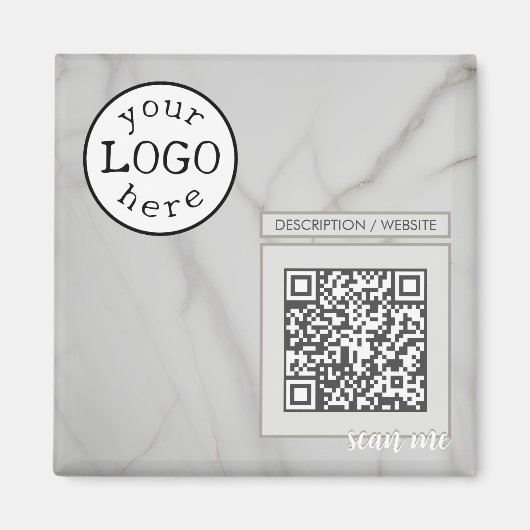 QR Code für Business / Event Eleganter weißer Marm Magnet (Vorne)