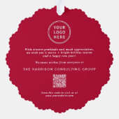 QR-Code für Business-Logos Frohe Weihnachtsfeierta Ornament Karte (Rückseite)