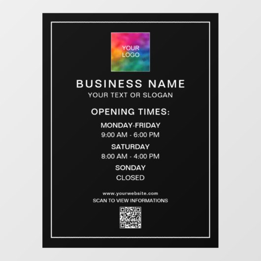 QR-Code für Business-Logos für offene Stunden Tele Fensteraufkleber (Blatt)