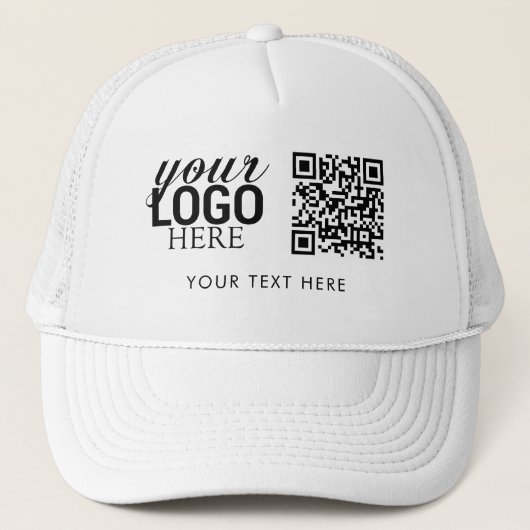 QR-Code für Business-Logos und Mitarbeiter im Text Truckerkappe (Vorderseite)