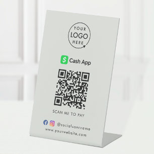 QR-Code für Cash App Scan to Pay Business Gray Sockelschild