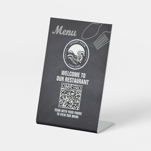 QR-Code für Chalkboard Restaurant Sockelschild (Vorderseite)