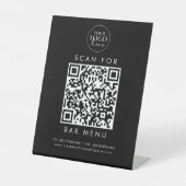 QR-Code für Chic Black Business-Logo-Bar Menü Sockelschild (Vorderseite)