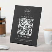 QR-Code für Chic Black Business-Logo-Bar Menü Sockelschild (In SItu)