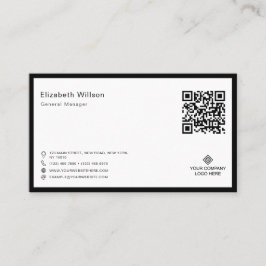 QR-Code für Chic Black & White Frame Business-Logo Visitenkarte