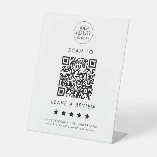 QR-Code für Chic Typografy Verlass a Review Sockelschild (Vorderseite)