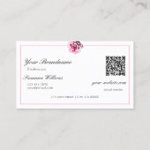 QR-Code für Chic Wine Red and White Pink Rose Visitenkarte (Rückseite)