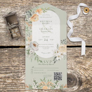 QR-Code für Creme & Yellow Boho All In One Einladung