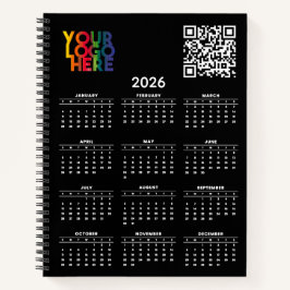 QR-Code für das Black 2026 Calendar Business-Logo Notizblock
