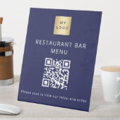 QR-Code für das blaue Restaurant-Café-Bar-Scan Sockelschild (In Situ)