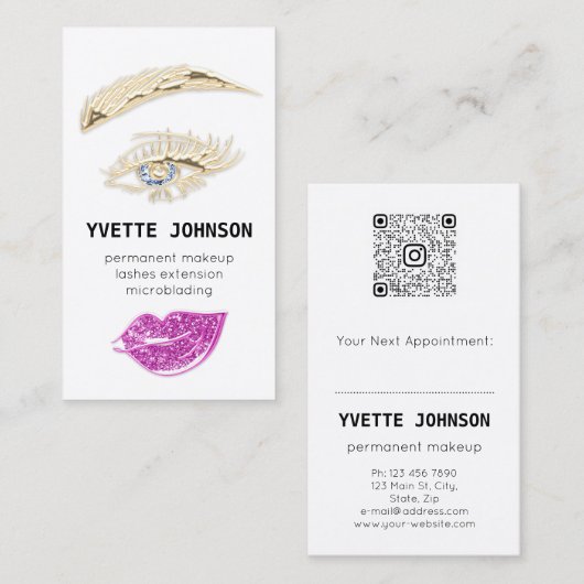 QR-Code für das dauerhafte Logo "Lash Brow" Blau R Visitenkarte (Vorne/Hinten)