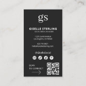 QR-Code für das Foto Black Monogram Social Media Visitenkarte (Rückseite)