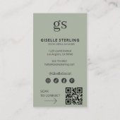 QR-Code für das Foto "Sage Green Monogram" Visitenkarte (Rückseite)
