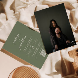 QR-Code für das Hochzeitsstich des grünen Fotos Einladung