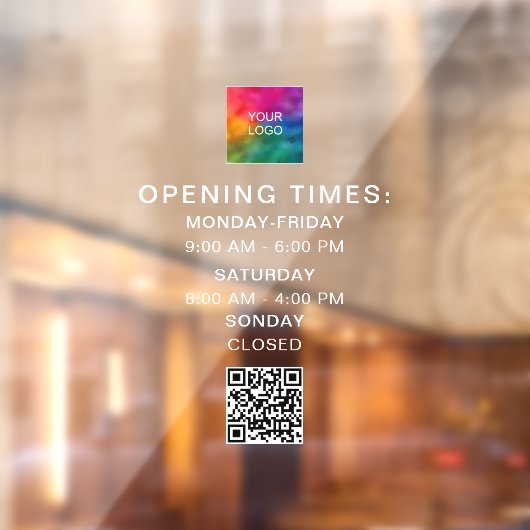 QR-Code für das Kundengeschäft - Öffnungszeiten Fensteraufkleber (Blatt 2)