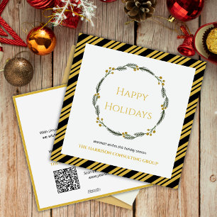 QR-Code für das Logo "Black Gold Strip Wreath Corp Feiertagskarte