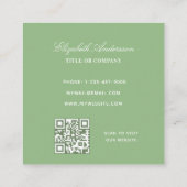 QR-Code für das Logo in grün Quadratische Visitenkarte (Rückseite)