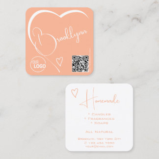 QR-Code für das Logo "Peach Light Orange Heart Cal Quadratische Visitenkarte