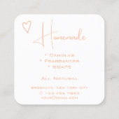 QR-Code für das Logo "Peach Light Orange Heart Cal Quadratische Visitenkarte (Rückseite)