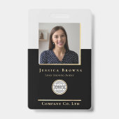 QR-Code für das Minimalistische Black Gold Foto-Lo Ausweis (Front)