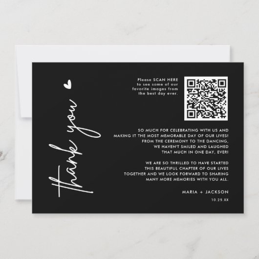 QR-Code für das Minimalistische Foto - Schwarz - V Dankeskarte (Vorderseite)