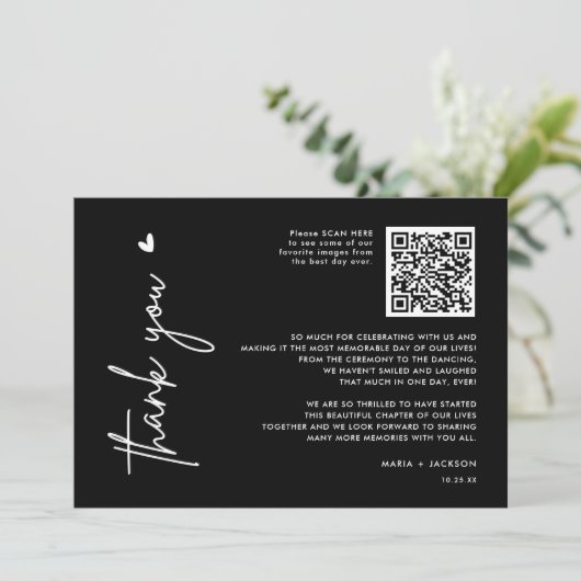 QR-Code für das Minimalistische Foto - Schwarz - V Dankeskarte (Stehend Vorderseite)