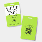 QR-Code für das moderne, helle grüne Freiwilligenl Ausweis (Vorder- & Rückseite)